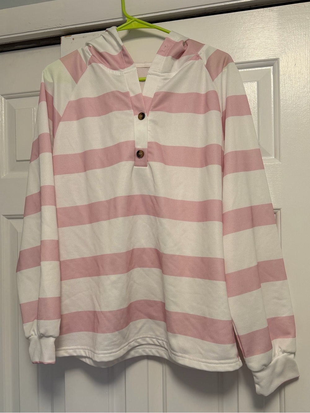 SHEIN Light Pink Striped Hooded Pullover